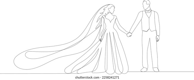 sketch bride and groom, wedding