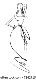 Sketch of the bride, model, silhouette, vector