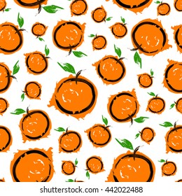 Sketch bright orange seamless pattern. 