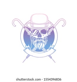 Sketch of british skull with hat