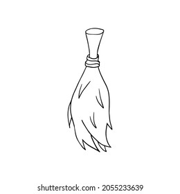Sketch of a broom. Vector elements for Halloween design. Monochrome illustration.