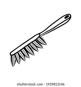 Sketch of a brush with a handle. A tool for cleaning the house. Vector illustration.