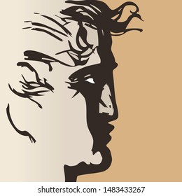 sketch with brush and ink man portrait