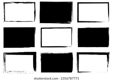 Esbozar rectángulos de pincel. Esbozo dibujado a mano. Cartel angustiado. Fondo en blanco. Ilustración vectorial. EPS 10.