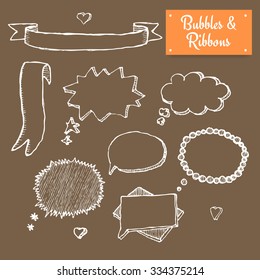 Sketch bubbles in vintage style, vector