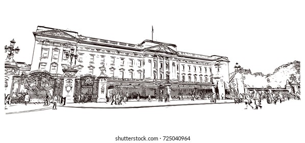 Sketch of Buckingham Palace London UK ( United kingdom, England ) in vector illustration svg