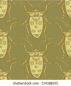 Sketch bug, vector seamless pattern