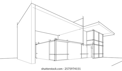 Sketch of a building 3d illustration