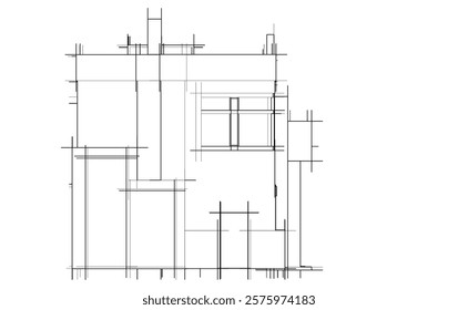 Sketch of a building 3d illustration