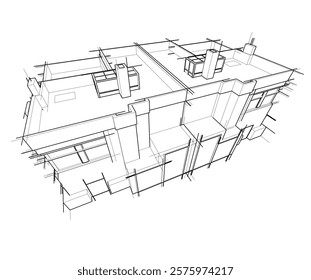 Sketch of a building 3d illustration