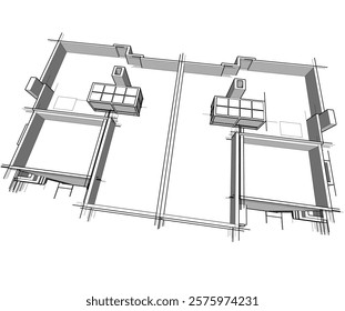 Sketch of a building 3d illustration