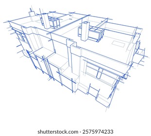 Sketch of a building 3d illustration
