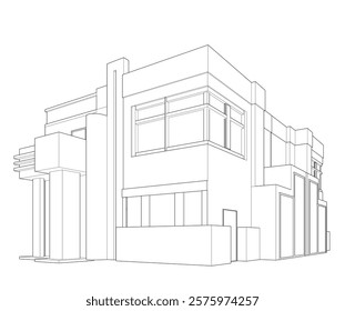 Sketch of a building 3d illustration