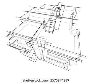 Sketch of a building 3d illustration