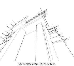 Sketch of a building 3d illustration