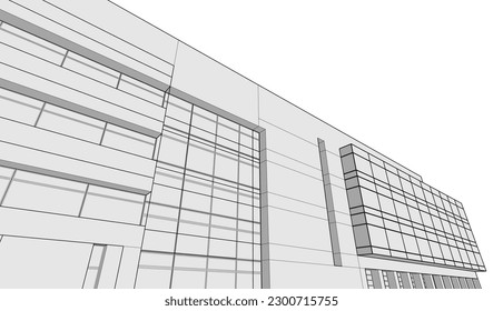 Sketch of a building 3d illutration