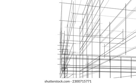 Esbozo de una iluminación 3d de un edificio