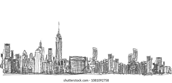 Sketch Building In The City Clip Art, Vector Images & Illustrations.