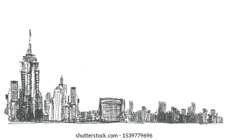 Sketch Building In The City Clip Art, Vector Images & Illustrations.