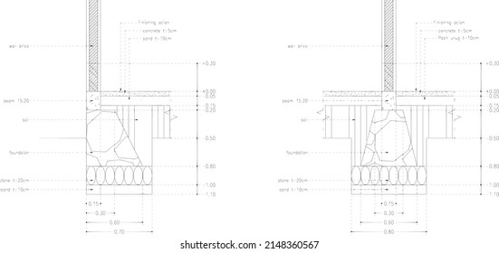 sketch the building foundation and detailed sizes