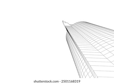 Skizze des Gebäudes auf weißem Hintergrund 3D-Rendering