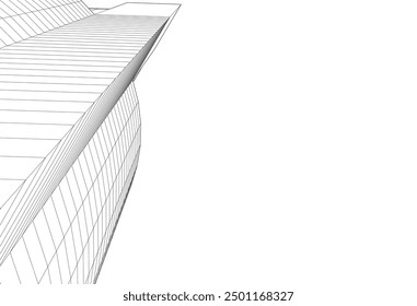Bosquejo del edificio sobre fondo blanco 3d renderizado