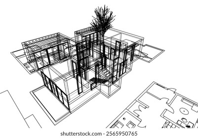 sketch of a building vector illustration