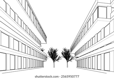 sketch of a building vector illustration
