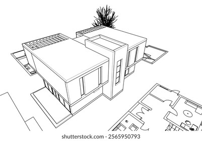 sketch of a building vector illustration