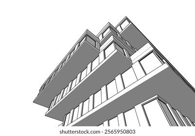 sketch of a building vector illustration