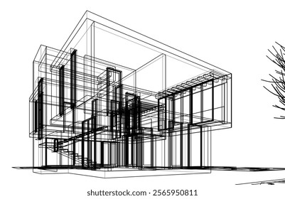 sketch of a building vector illustration