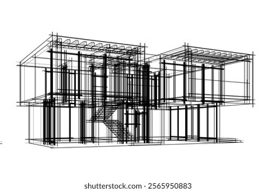 sketch of a building vector illustration