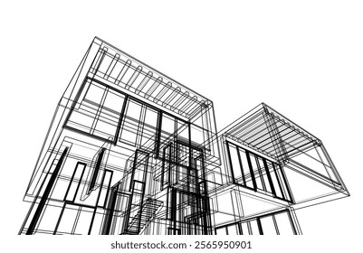 sketch of a building vector illustration