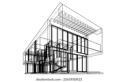 sketch of a building vector illustration