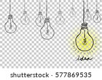 Sketch Bulb - Idea, at Transparent Effect Background
