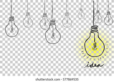 Sketch Bulb - Idea, at Transparent Effect Background
