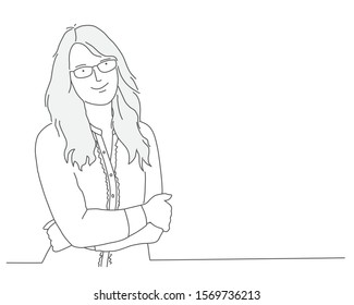 Sketch of business man. Line drawing vector illustration.