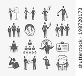 Sketch business organization management structure meeting people icon set isolated doodle vector illustration
