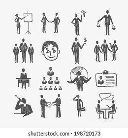 Sketch Business Organization Management Structure Meeting People Icon Set Isolated Doodle Vector Illustration