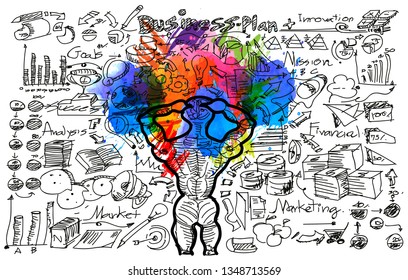 Sketch Business plan - Background Colorful watercolor stains collection- Vector 