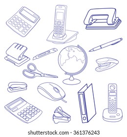Sketch of business processes, management, marketing and finance. Hand Drawn Business Doodles vector set