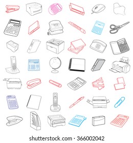 Sketch of business processes, management, marketing and finance. Hand Drawn Business Doodles vector set