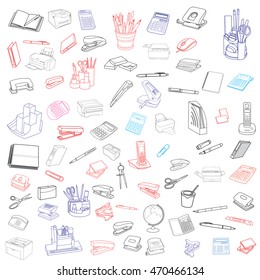 Sketch of business processes, management, marketing and finance. Hand Drawn Business Doodles vector set