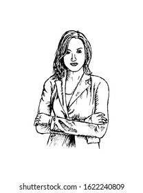 Sketch of business woman. Hand drawn vector illustration.