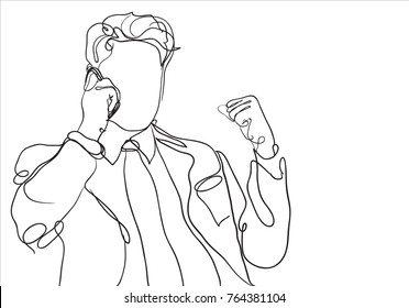 Sketch of businessman in talking on the phone. Hand drawn vector illustration.