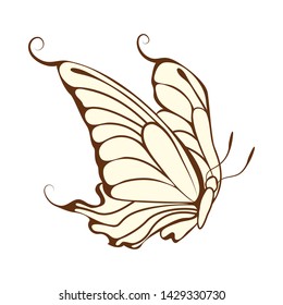 Sketch of Butterfly. Brown Line Color Design.  Vector Illustration.