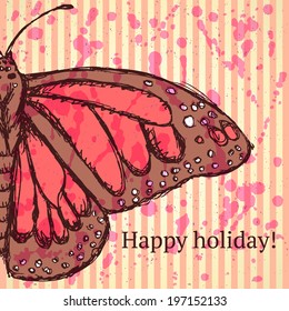 Sketch butterfly, vector vintage background eps 10