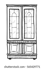 Sketch of the cabinet. Vector illustration in a sketch style.
