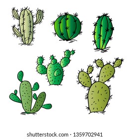 Sketch of cactus set