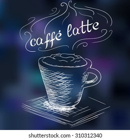 sketch of cafe latte illustration